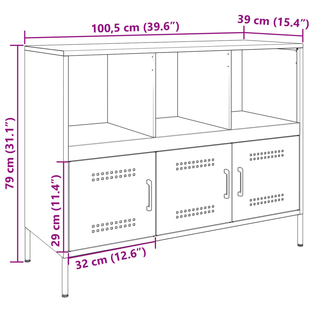 Komoda antracit 100,5 x 39 x 79 cm čelik