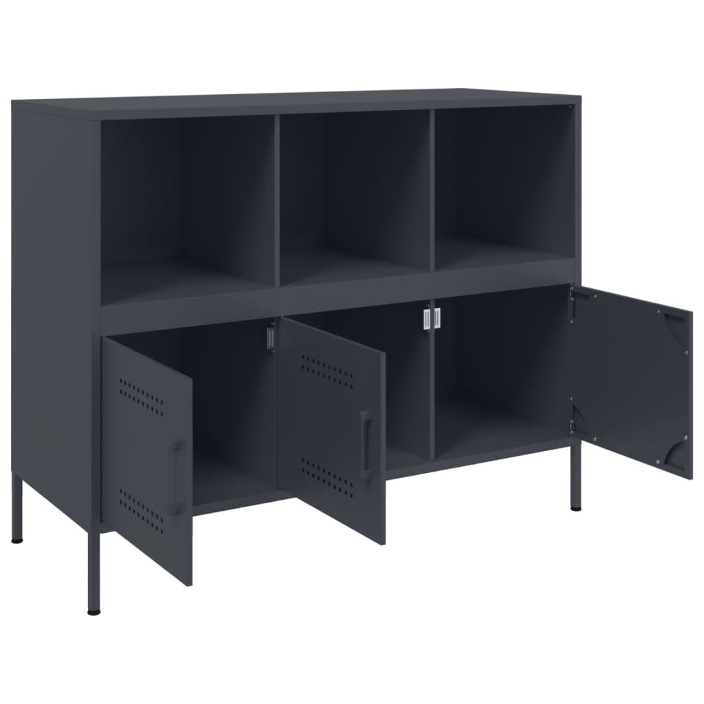 Komoda antracit 100,5 x 39 x 79 cm čelik