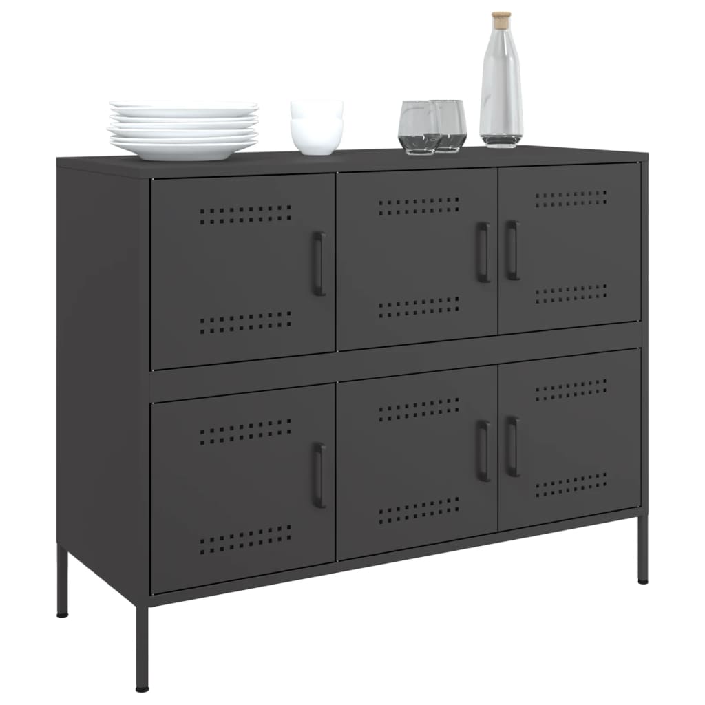 Komoda crna 100,5 x 39 x 79 cm čelik