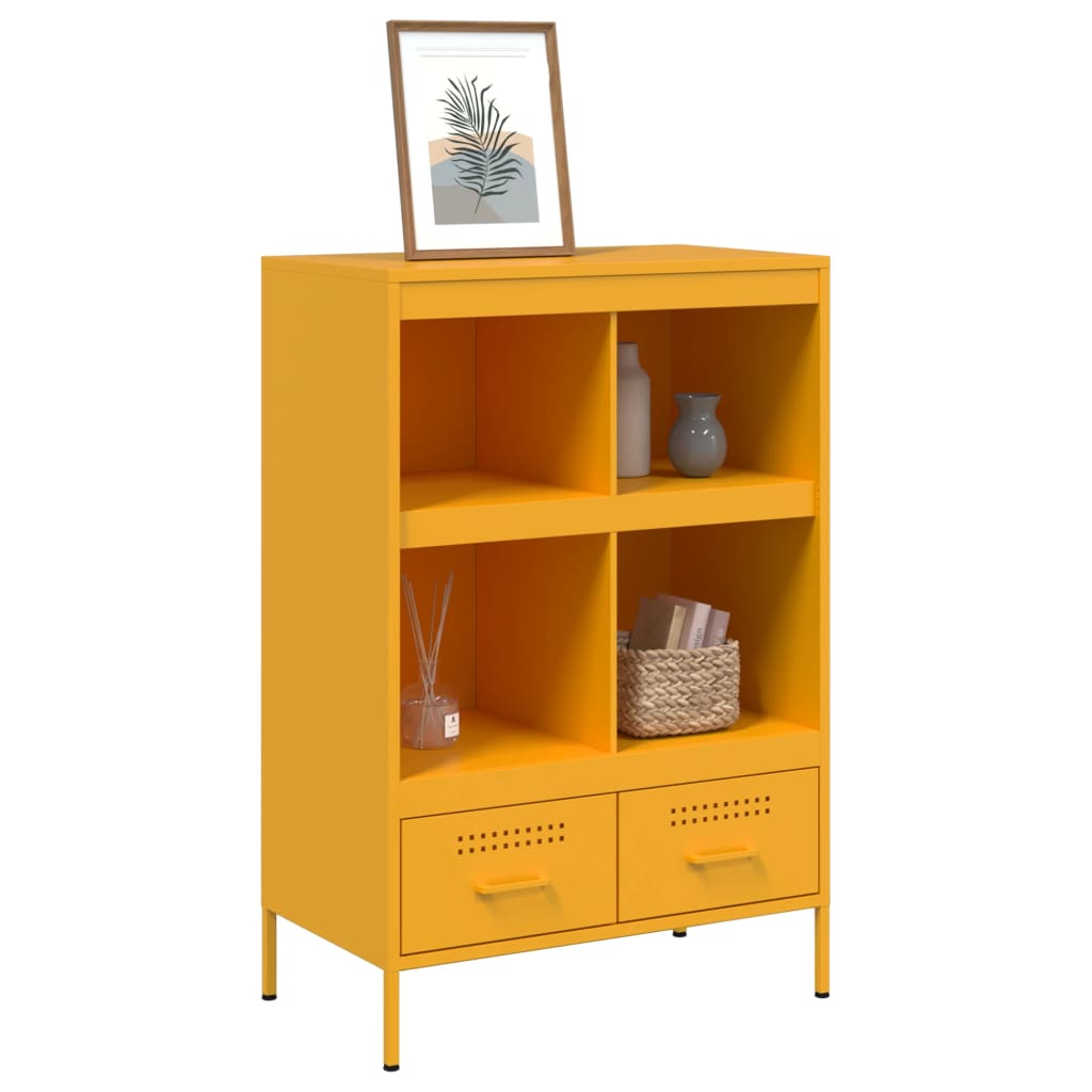 Visoka komoda boja senfa 68x39x101,5 cm od čelika