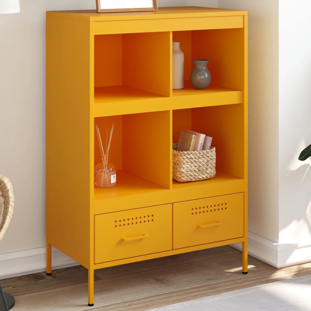 Visoka komoda boja senfa 68x39x101,5 cm od čelika