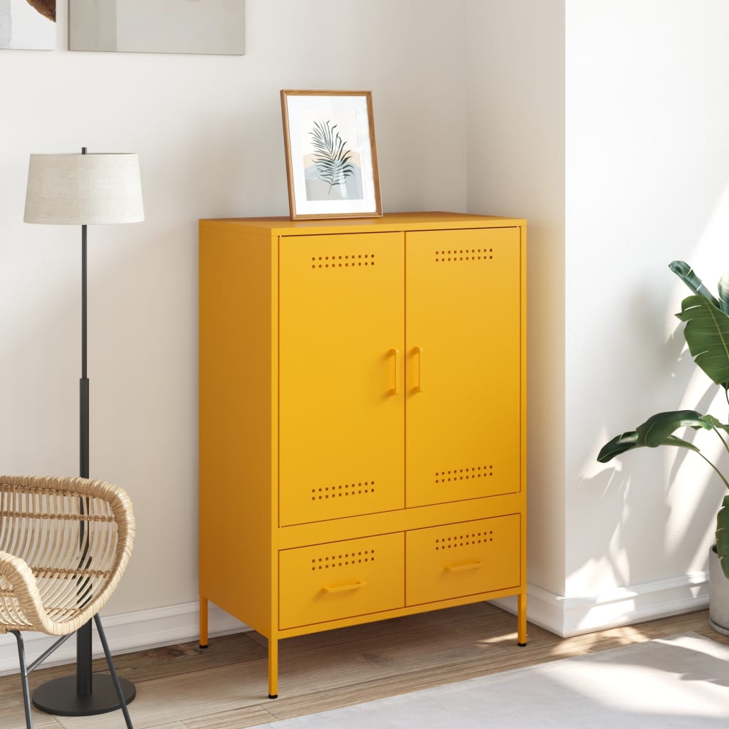 Visoka komoda boja senfa 68x39x101,5 cm od čelika
