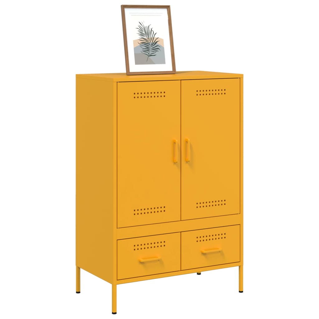 Visoka komoda boja senfa 68x39x101,5 cm od čelika