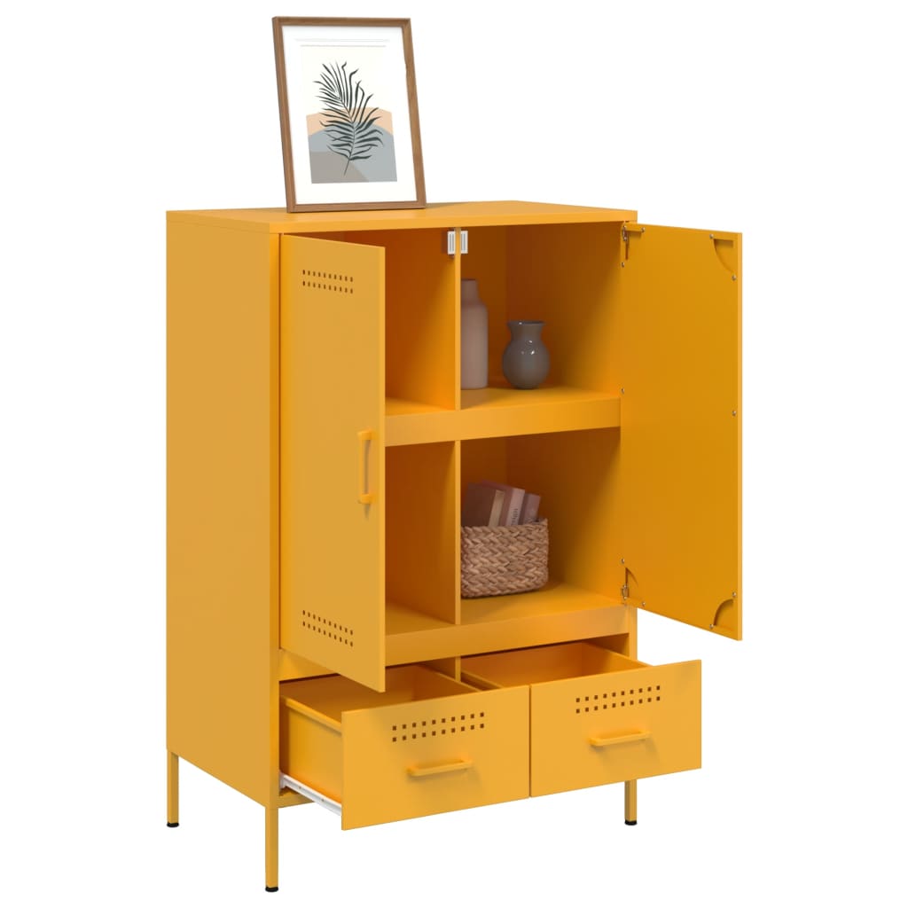 Visoka komoda boja senfa 68x39x101,5 cm od čelika