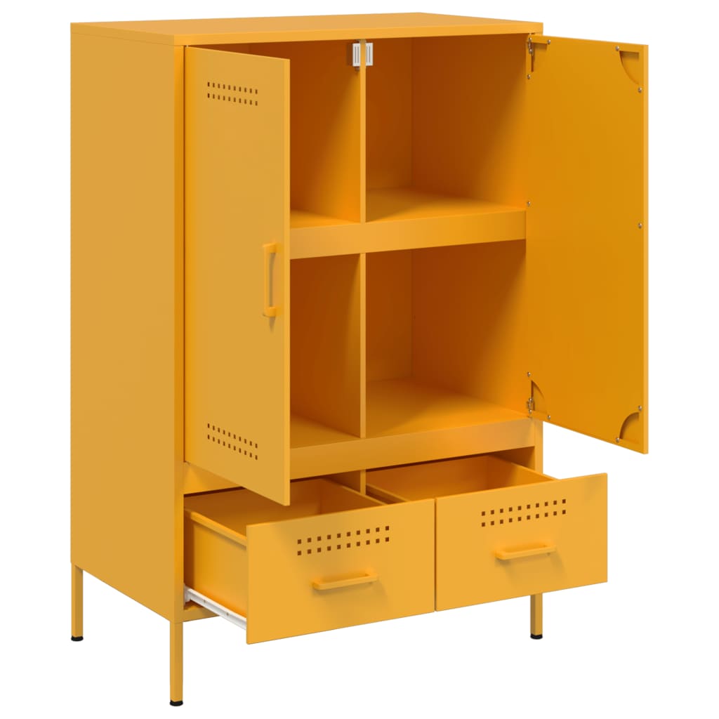 Visoka komoda boja senfa 68x39x101,5 cm od čelika