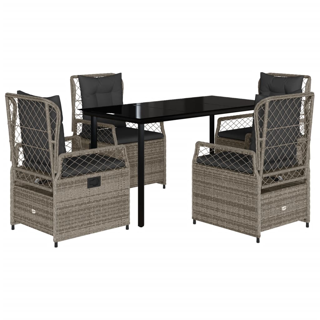 5-dijelni vrtni blagovaonski set sivi od poliratana Siva 140 x 70 x 74 cm