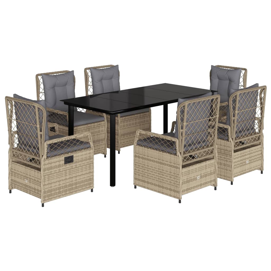 7-dijelni vrtni blagovaonski set od poliratana s jastucima bež 160 x 80 x 74 cm