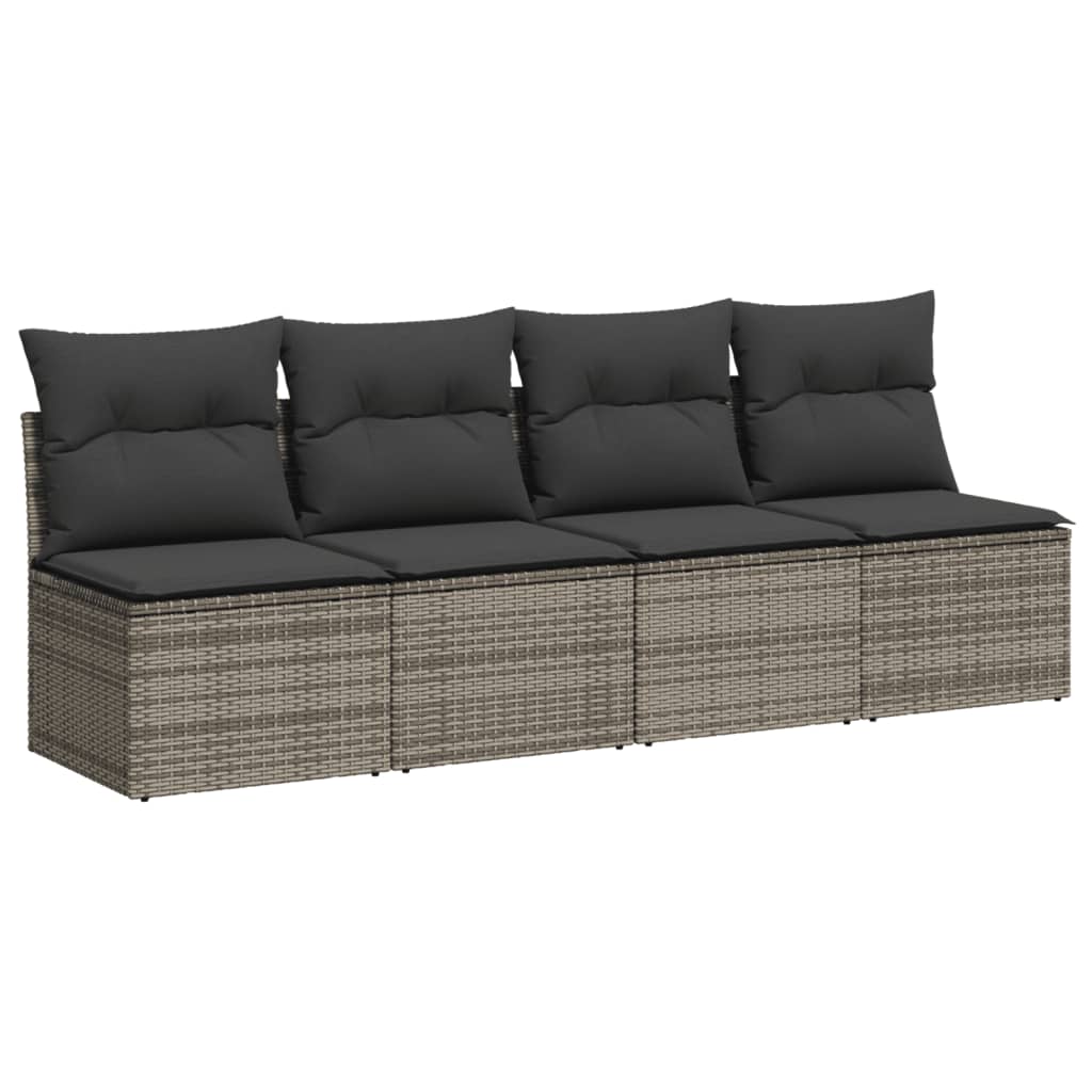 10-dijelni set vrtnih sofa od poliratana s jastucima sivi Siva 100 x 55 x 73 cm