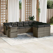 10-dijelni set vrtnih sofa od poliratana s jastucima sivi Siva 100 x 55 x 73 cm