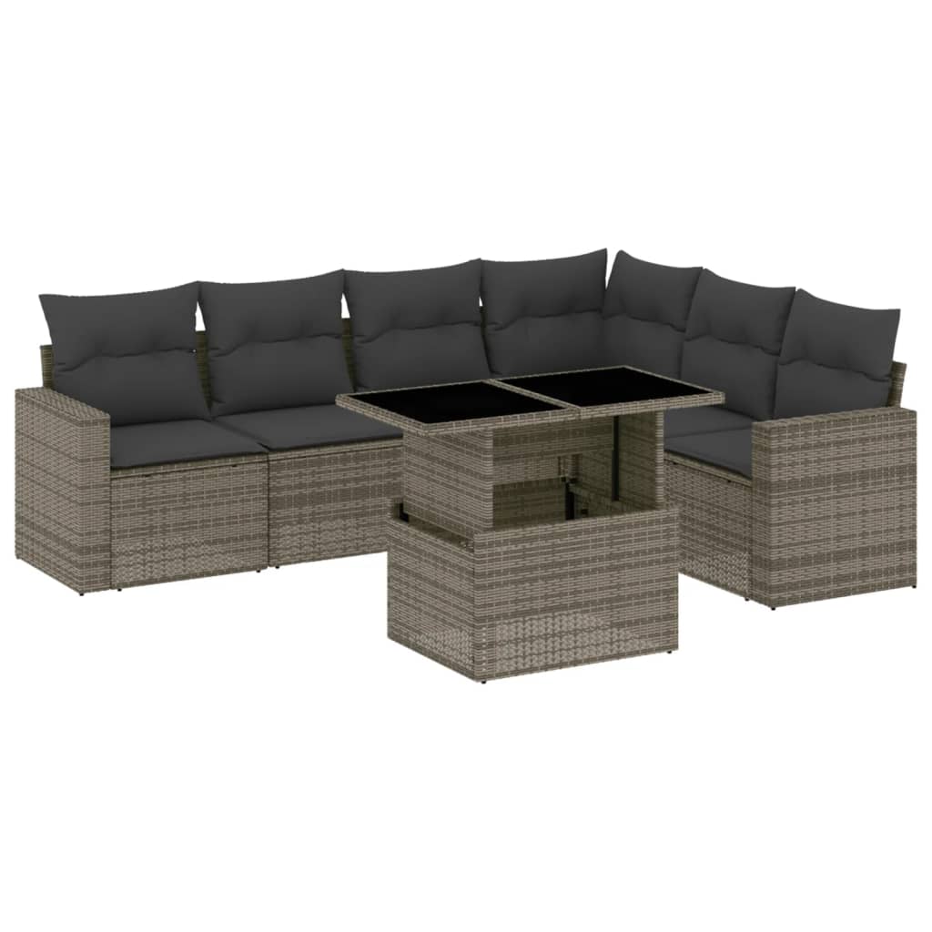 7-dijelni set vrtnih sofa sivi od poliratana