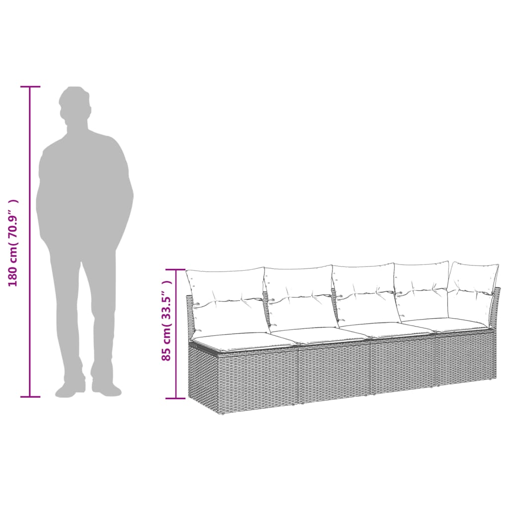 7-dijelni set vrtnih sofa sivi od poliratana