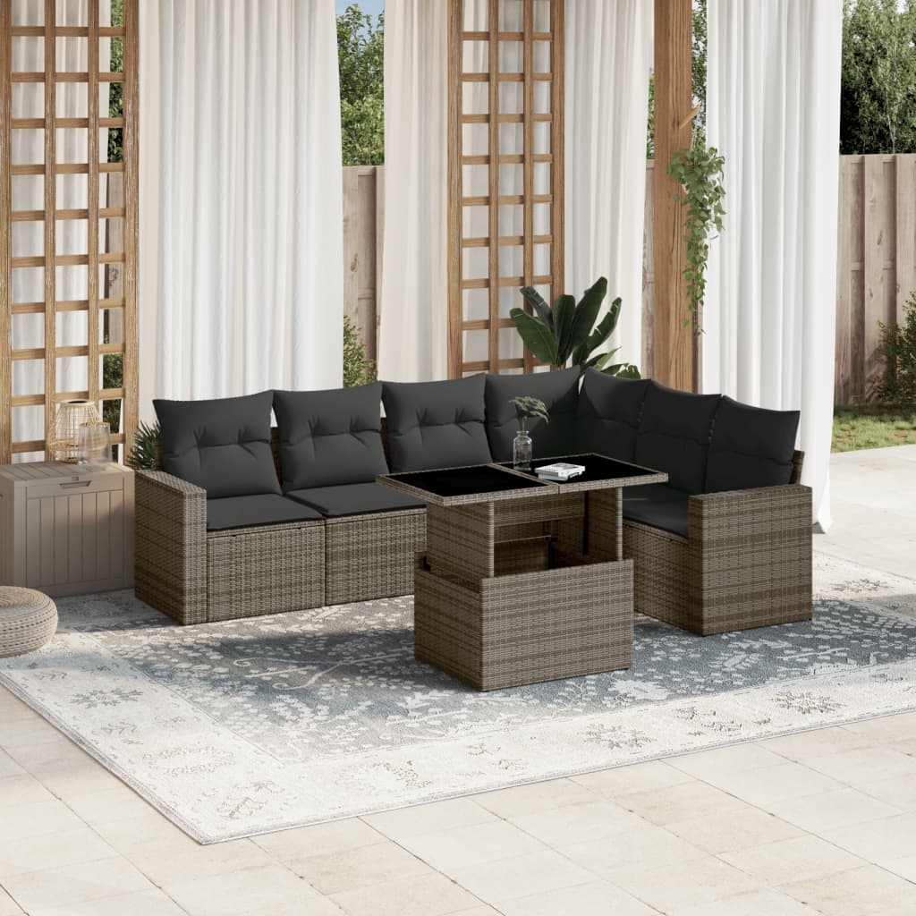 7-dijelni set vrtnih sofa sivi od poliratana