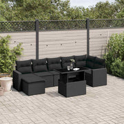 8-dijelni set vrtnih sofa od poliratana s jastucima crni