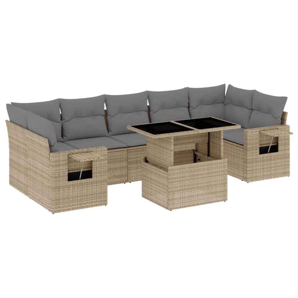 8-dijelni set vrtnih sofa od poliratana s jastucima bež 100 x 55 x 73 cm