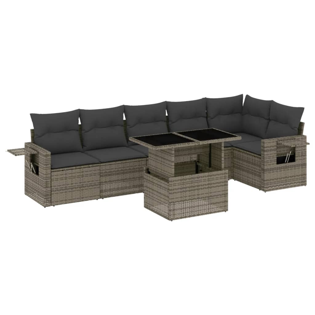 7-dijelni set vrtnih sofa sivi od poliratana