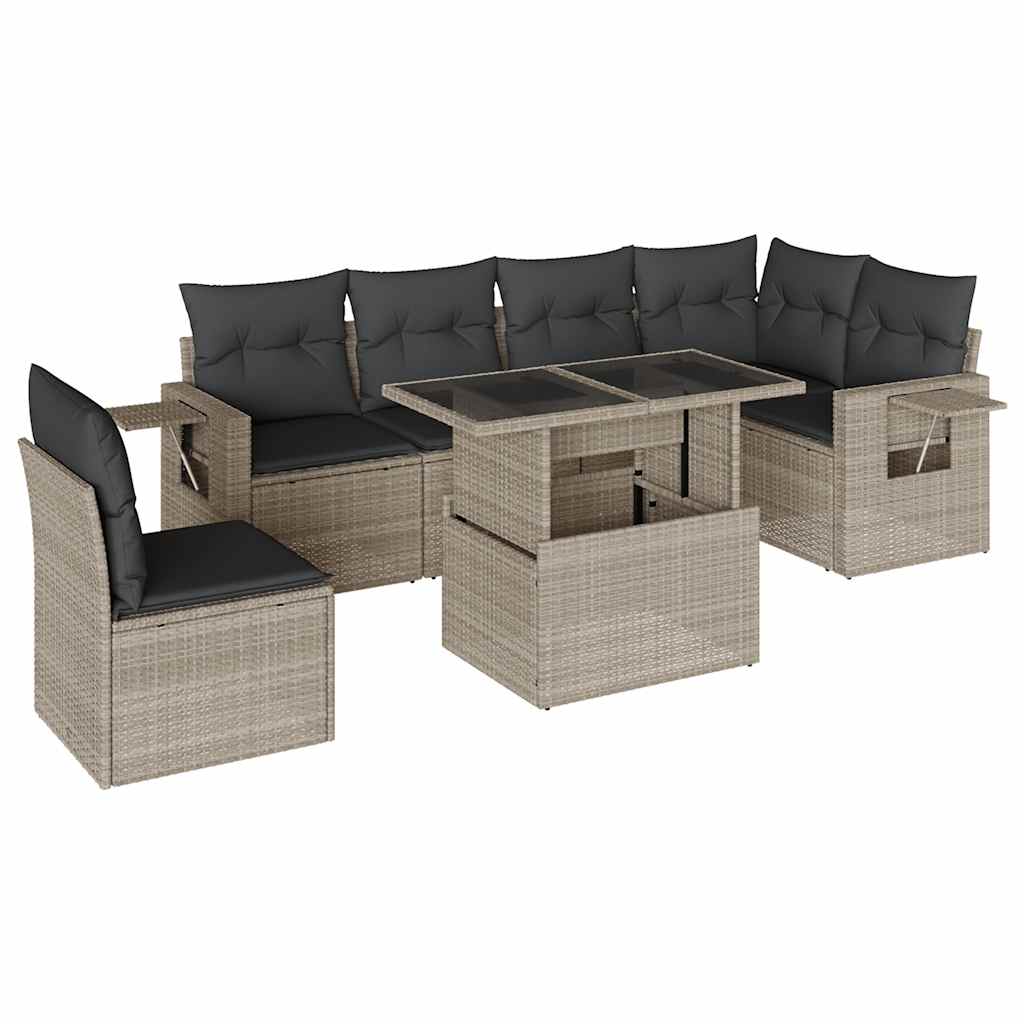 7-dijelni set vrtnih sofa svjetlosivi od poliratana