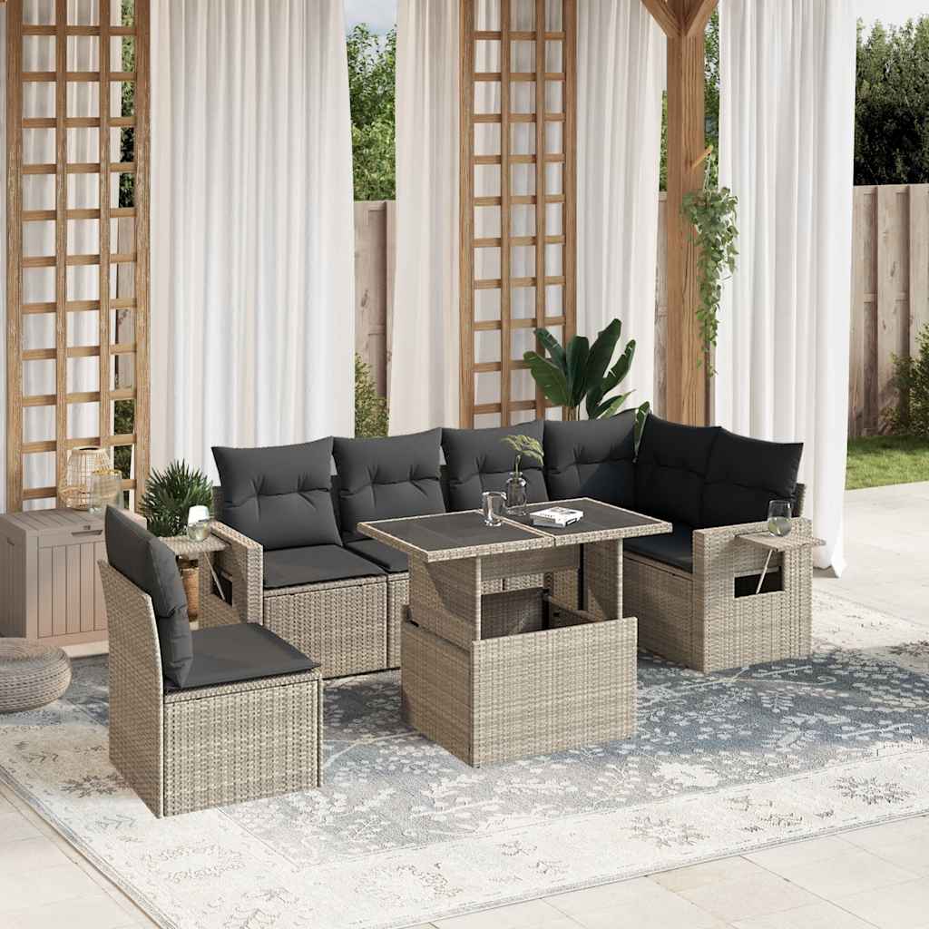 7-dijelni set vrtnih sofa svjetlosivi od poliratana