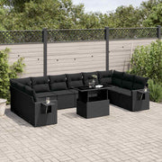 11-dijelni set vrtnih sofa od poliratana s jastucima crni Crna 100 x 55 x 73 cm