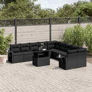 11-dijelni set vrtnih sofa od poliratana s jastucima crni Crna 100 x 55 x 73 cm