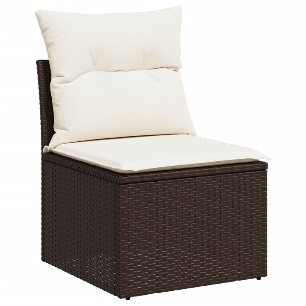 7-dijelni set vrtnih sofa od poliratana s jastucima smeđi