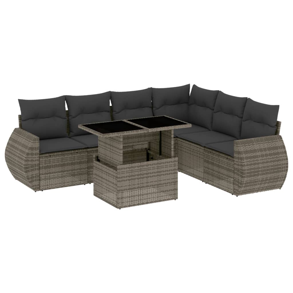 7-dijelni set vrtnih sofa sivi od poliratana