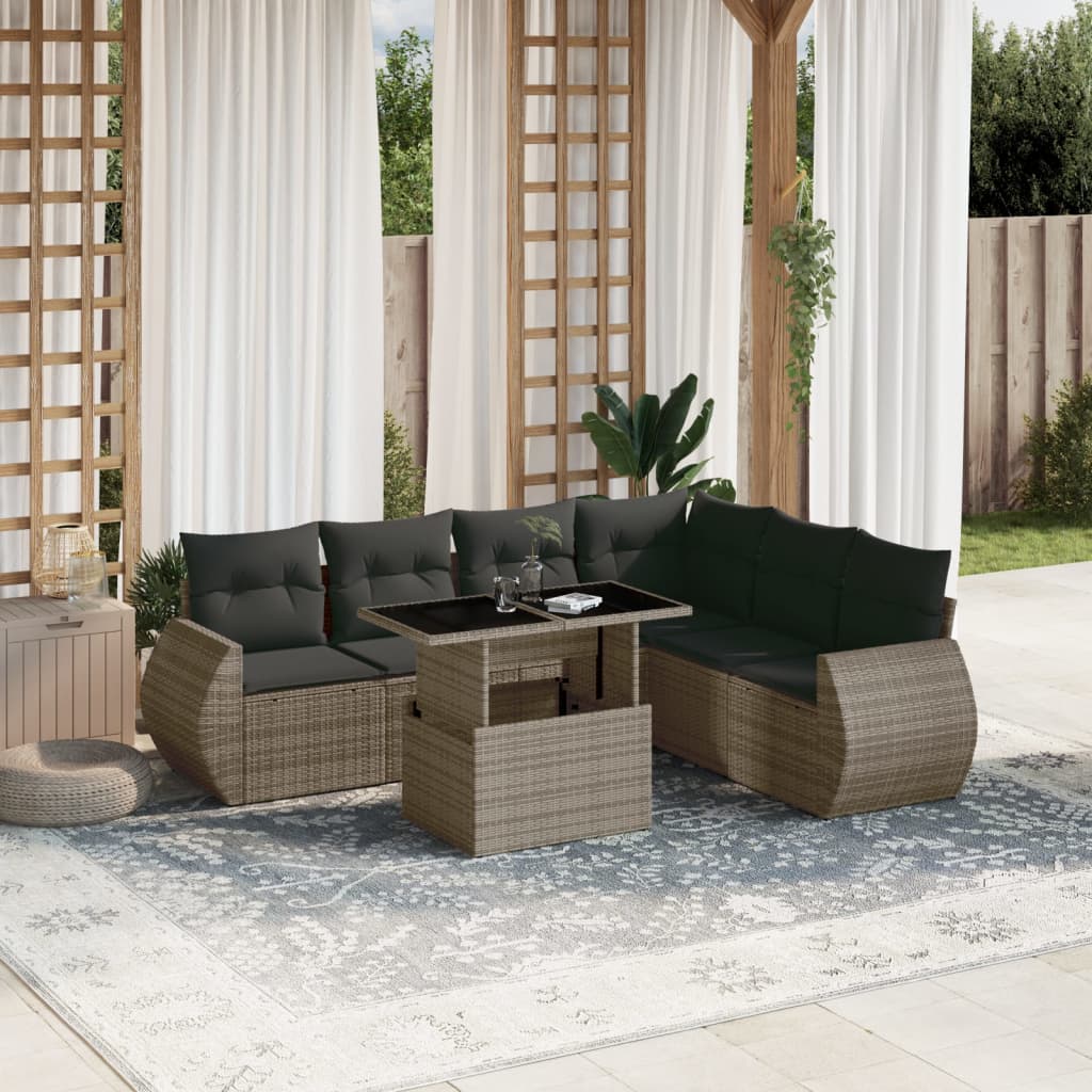 7-dijelni set vrtnih sofa sivi od poliratana