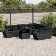 10-dijelni set vrtnih sofa s jastucima crni od poliratana Crna 100 x 55 x 73 cm