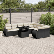 10-dijelni set vrtnih sofa s jastucima crni od poliratana Crna 100 x 55 x 73 cm