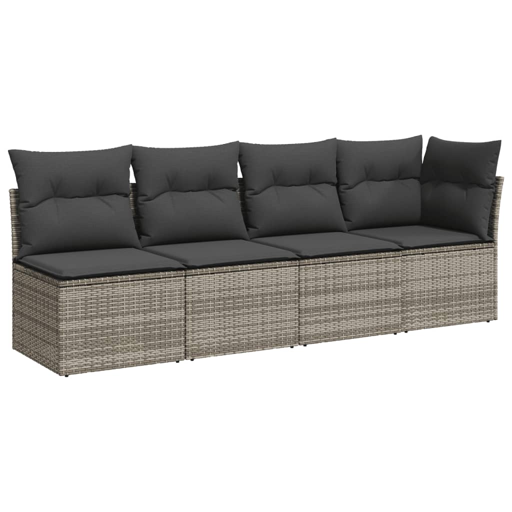 11-dijelni set vrtnih sofa od poliratana s jastucima sivi
