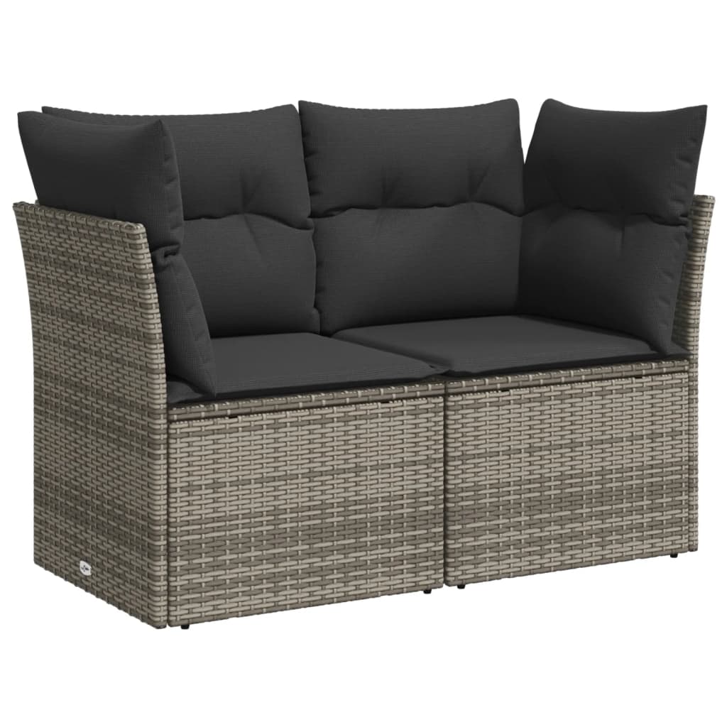 9-dijelni set vrtnih sofa od poliratana s jastucima sivi
