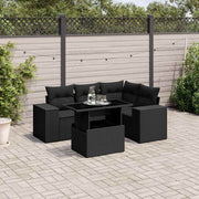 5-dijelna vrtna garnitura od poliratana s jastucima crna 100 x 55 x 73 cm