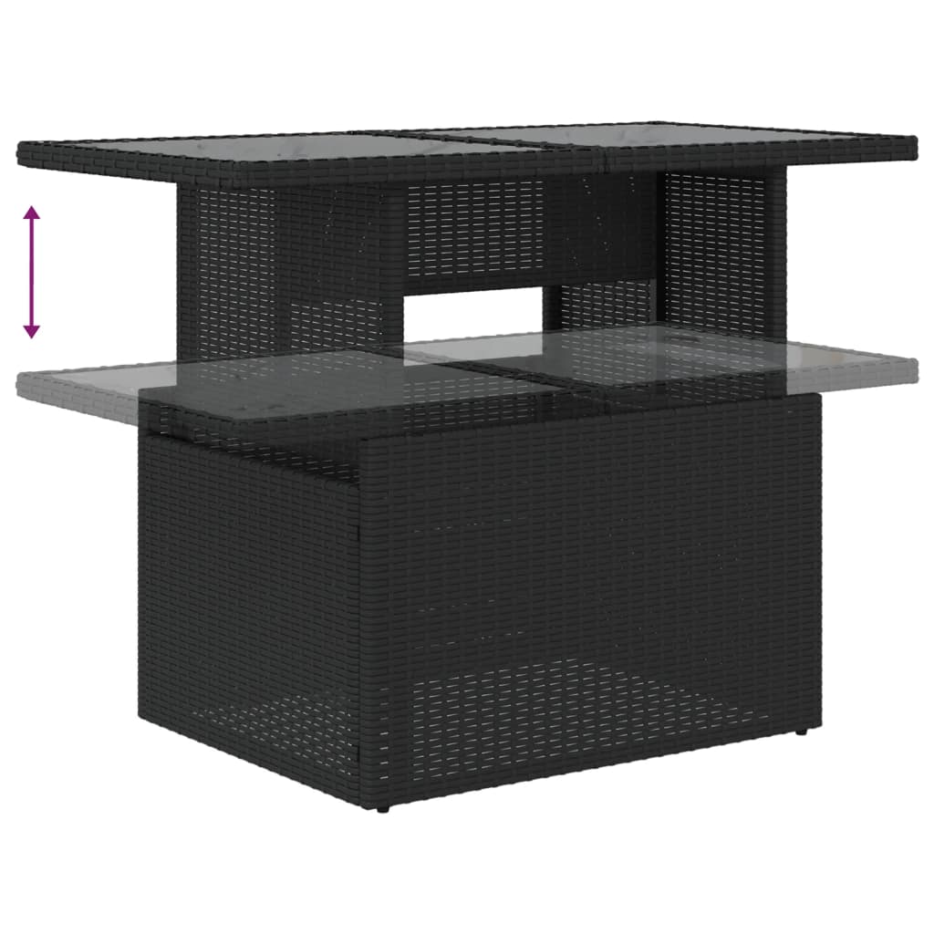 7-dijelni set vrtnih sofa od poliratana s jastucima crni Crna 100 x 55 x 73 cm