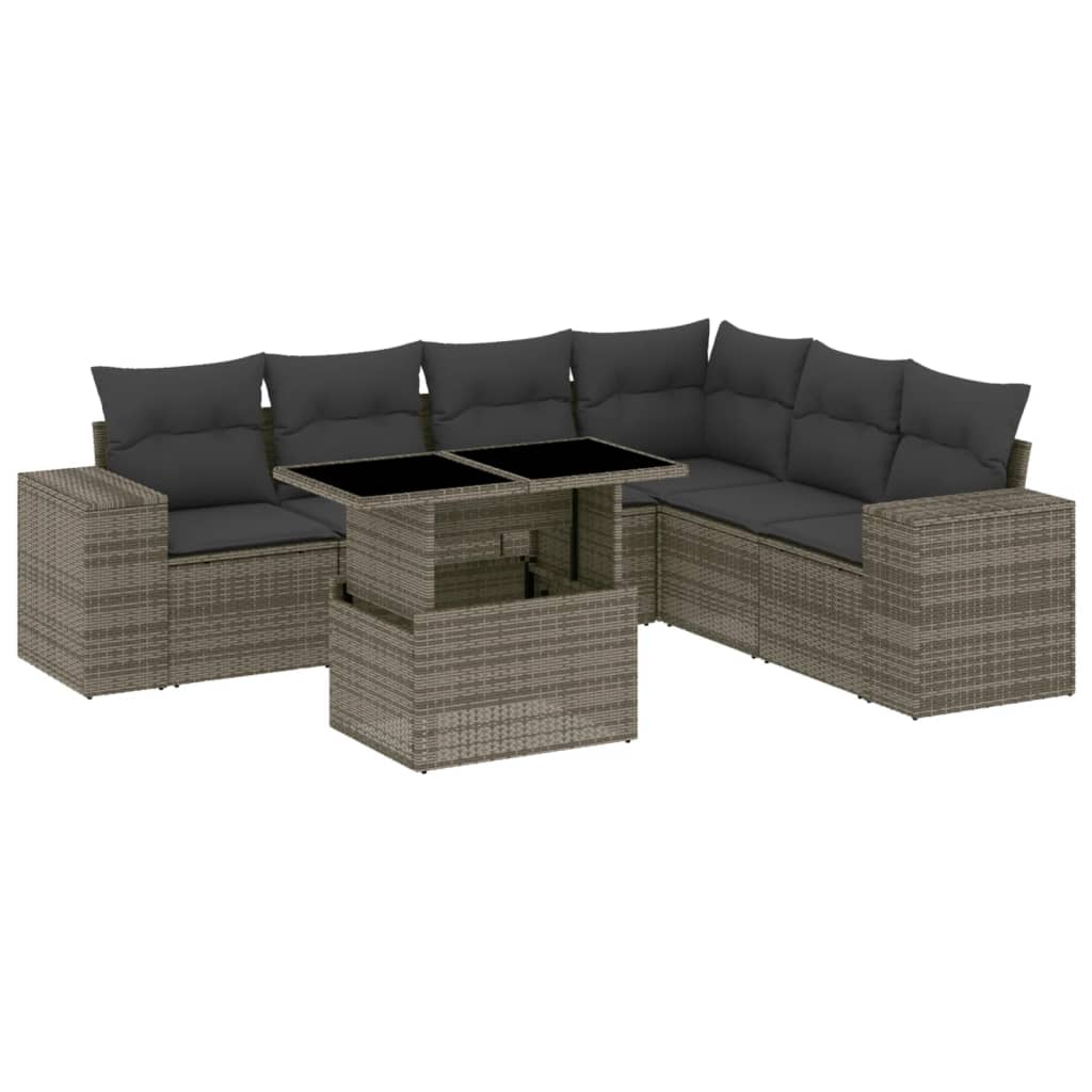 7-dijelni set vrtnih sofa sivi od poliratana