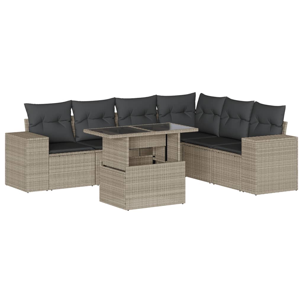 7-dijelni set vrtnih sofa svjetlosivi od poliratana