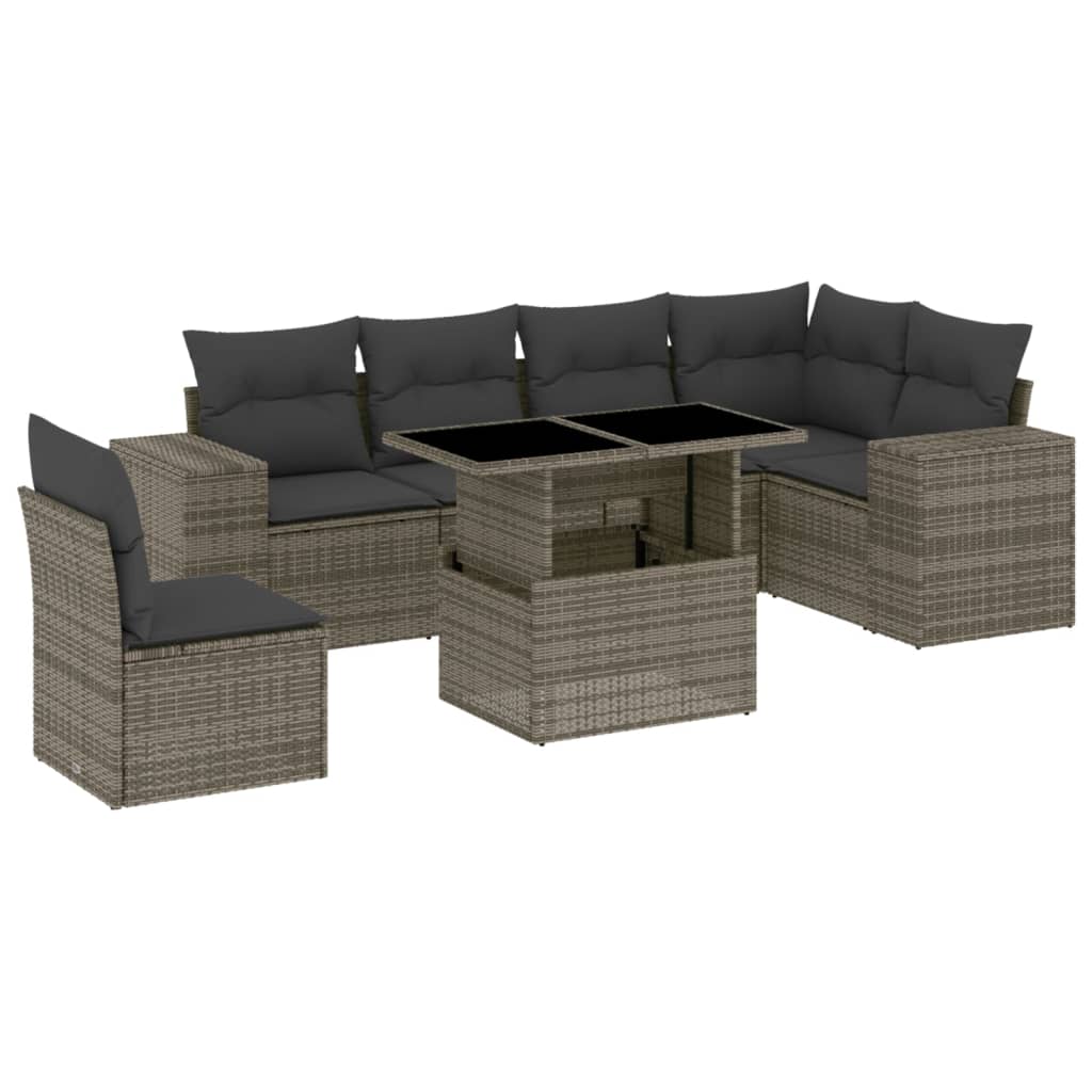 7-dijelni set vrtnih sofa sivi od poliratana