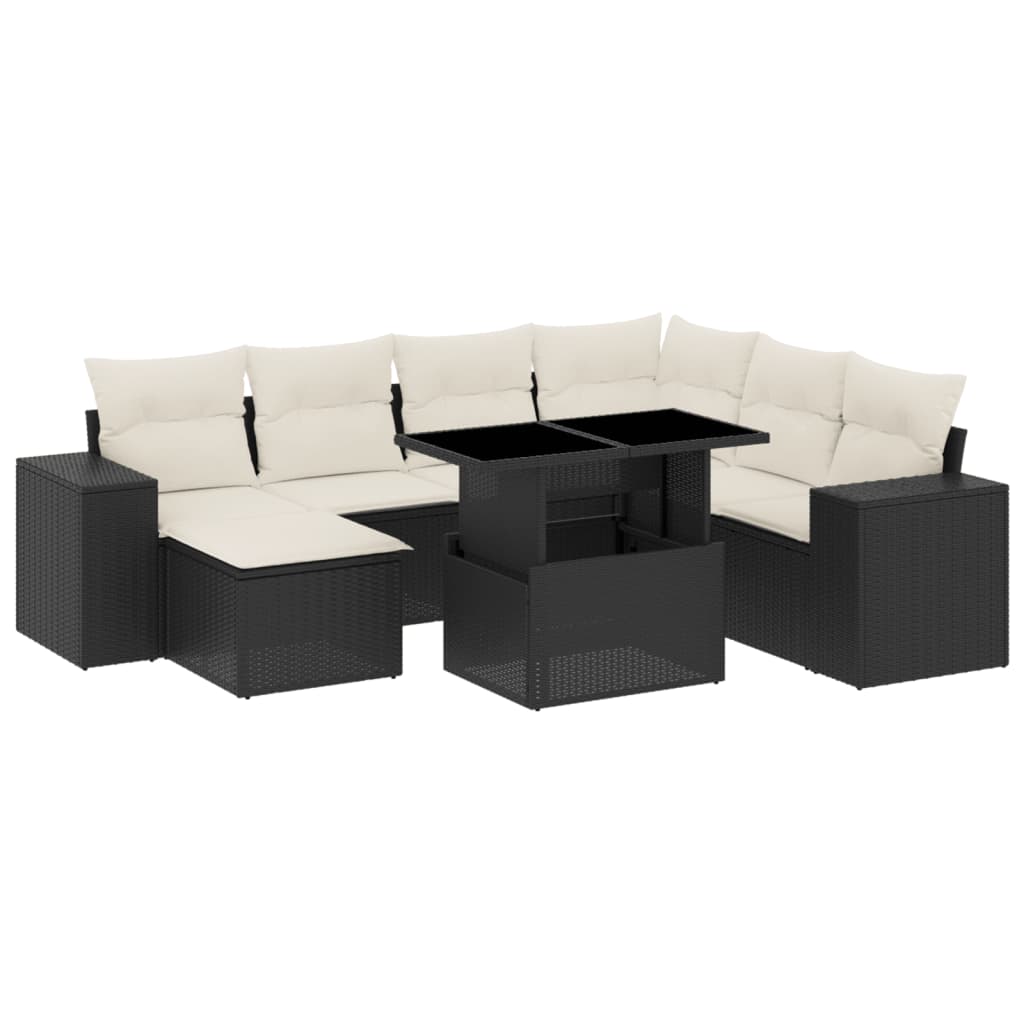 8-dijelni set vrtnih sofa od poliratana s jastucima crni