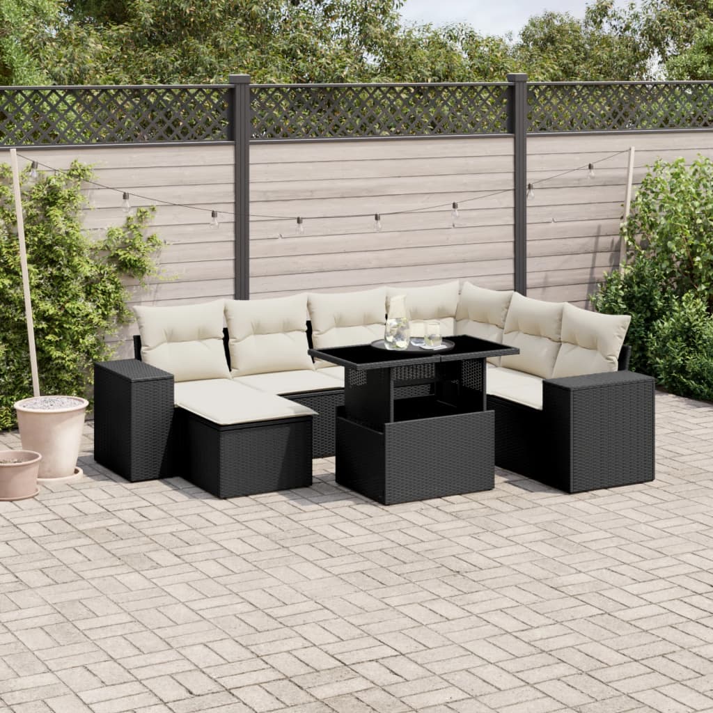 8-dijelni set vrtnih sofa od poliratana s jastucima crni