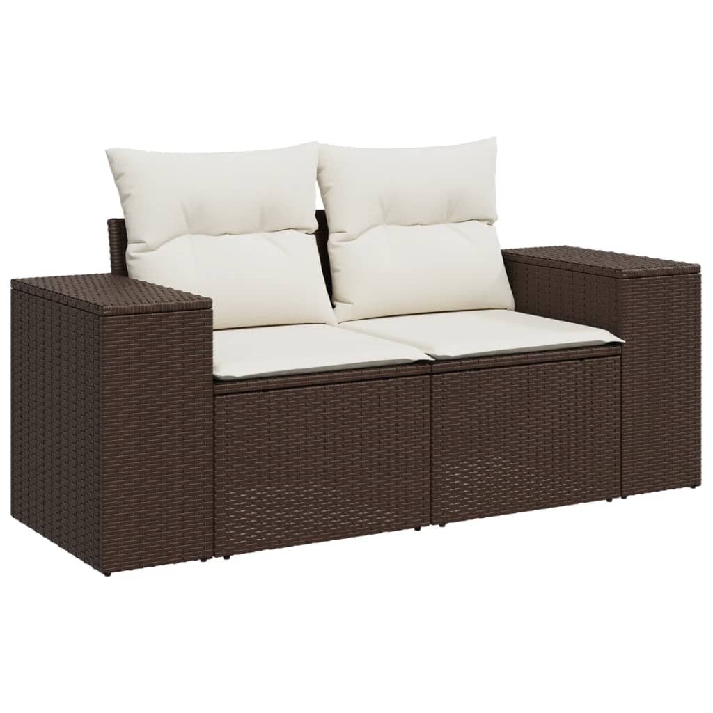 9-dijelni set vrtnih sofa s jastucima poliratan smeđi
