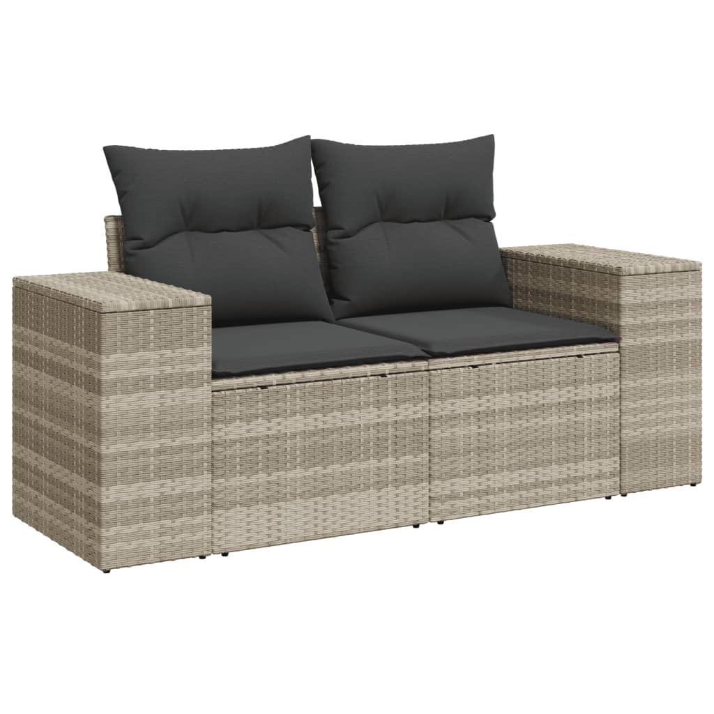 10-dijelni set vrtnih sofa poliratan s jastucima svijetlosivi
