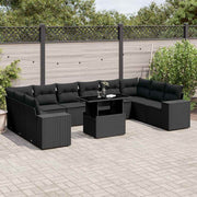 11-dijelni set vrtnih sofa od poliratana s jastucima crni Crna 100 x 55 x 73 cm