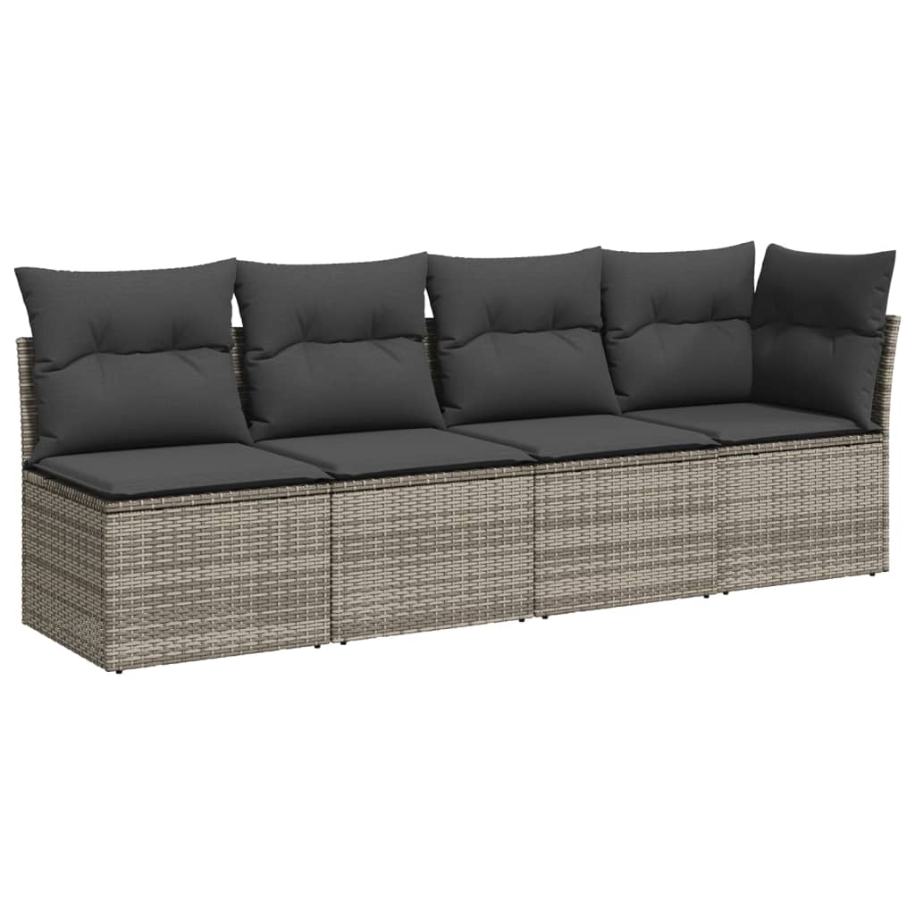11-dijelni set vrtnih sofa od poliratana s jastucima sivi