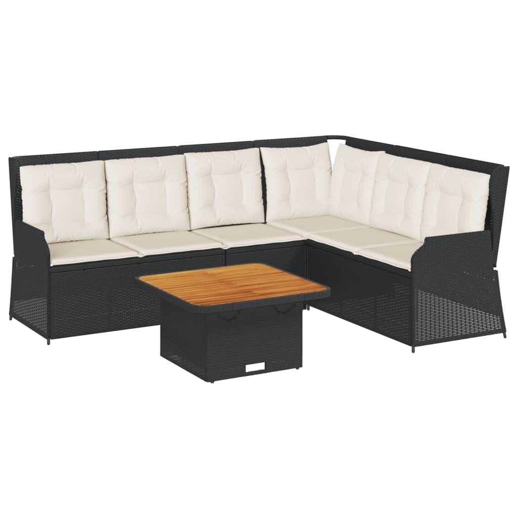 5-dijelna vrtna garnitura od poliratana s jastucima crna 80 x 80 x 71 cm