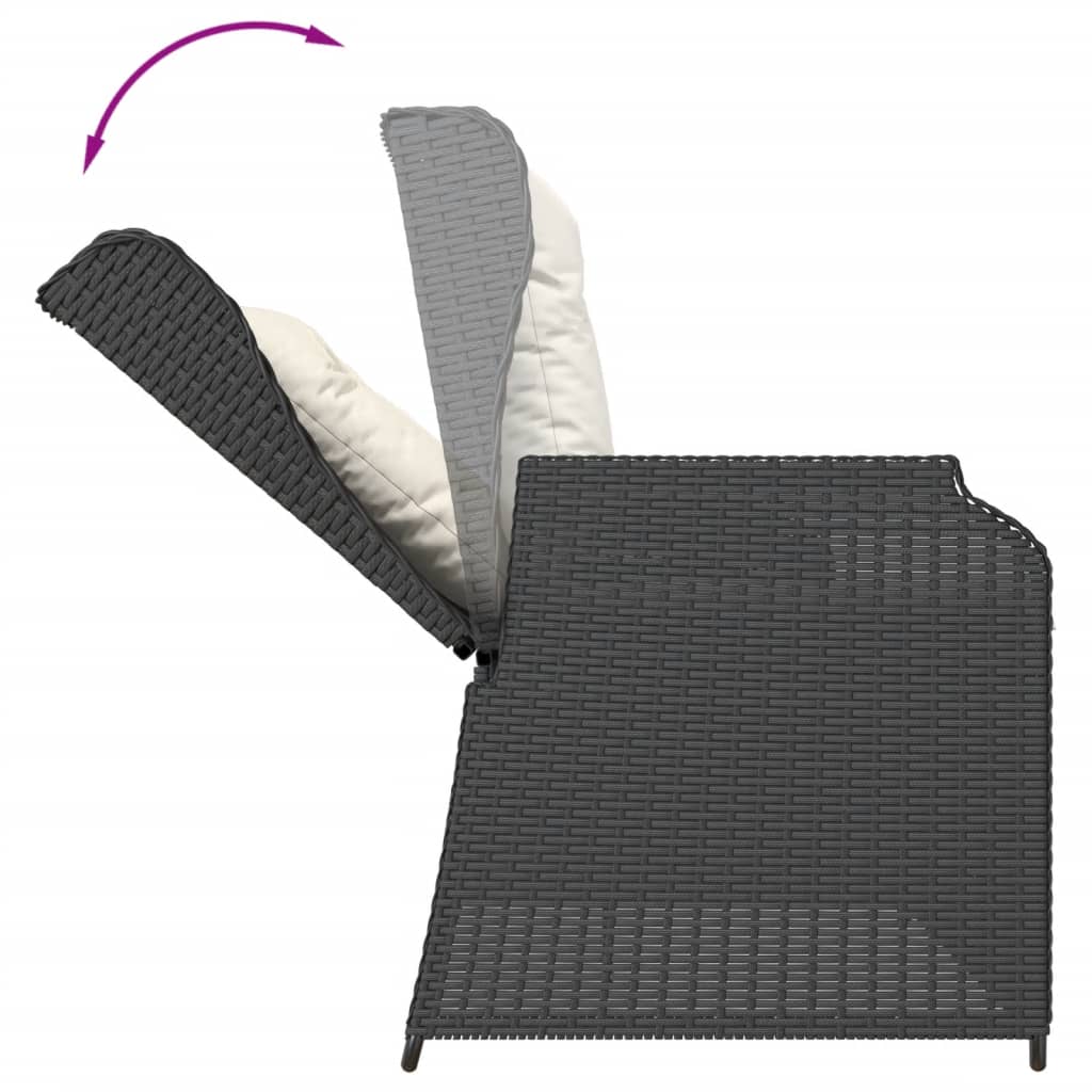 5-dijelna vrtna garnitura od poliratana s jastucima crna 80 x 80 x 71 cm