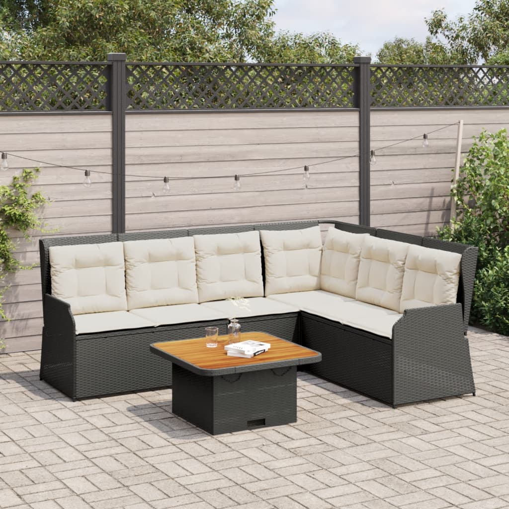 5-dijelna vrtna garnitura od poliratana s jastucima crna 80 x 80 x 71 cm