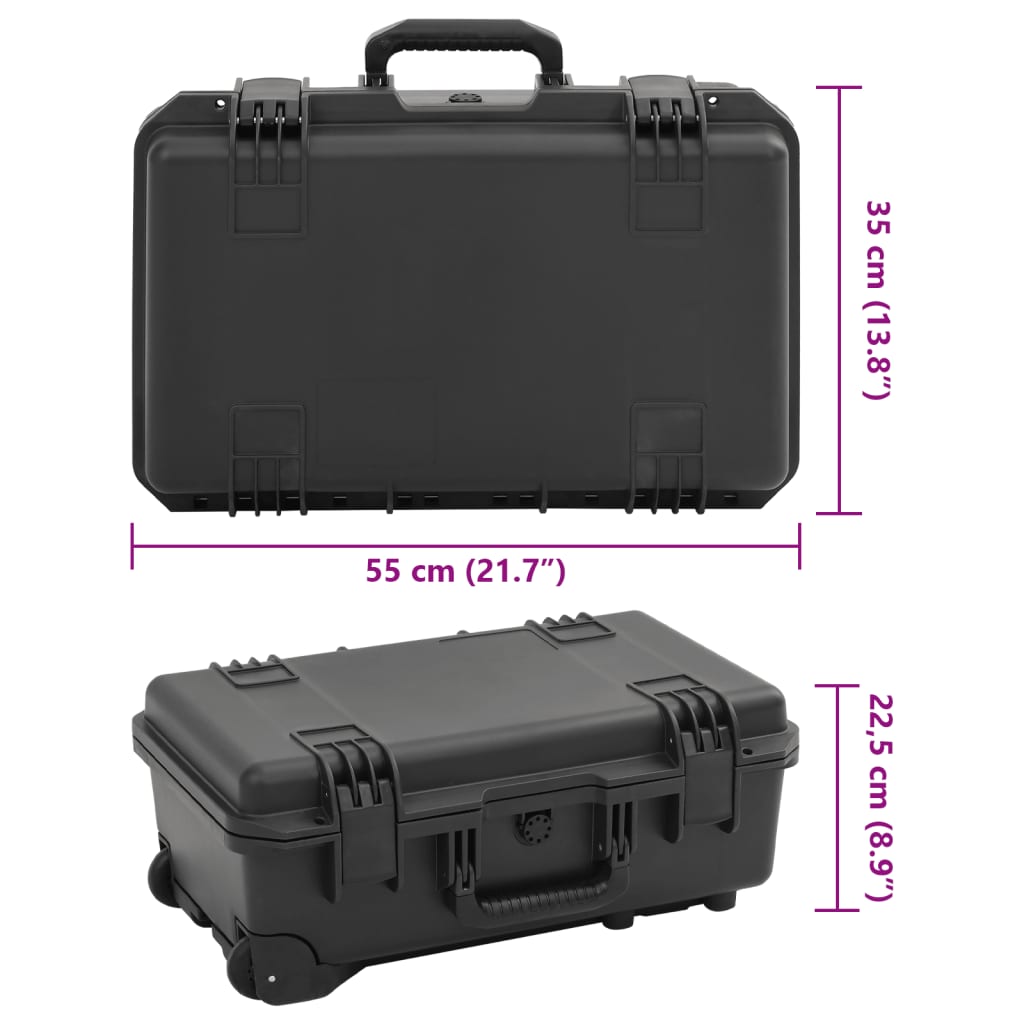 Prijenosni kovčeg crni 55 x 35 x 22,5 cm od PP-a