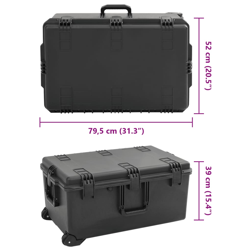 Prijenosni kovčeg crni 79,5x52x39 cm od PP-a