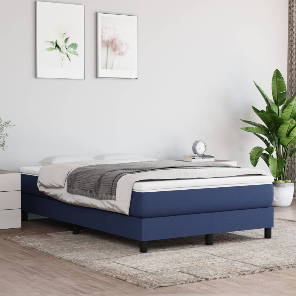 Krevet s oprugama i madracem plavi 120 x 190 cm od tkanine