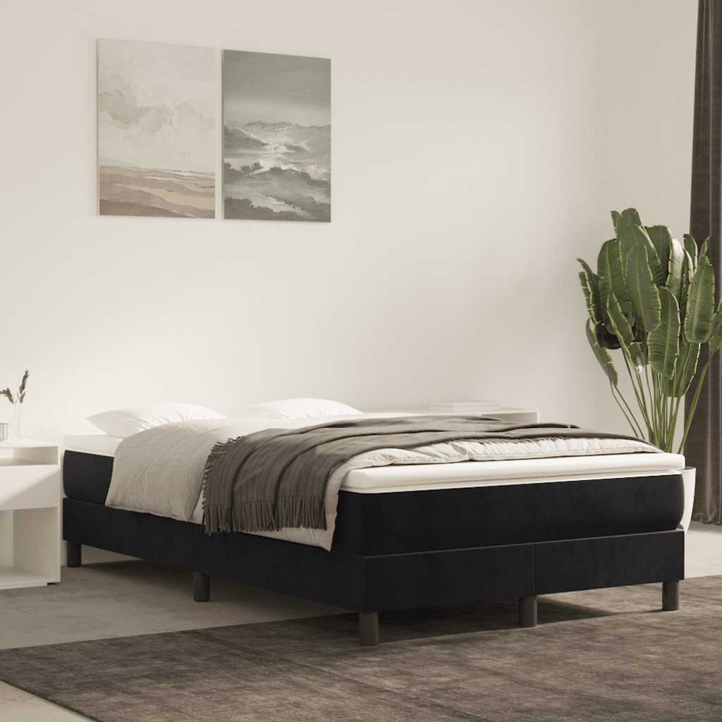 Krevet box spring s madracem crni 120 x 190 cm baršunasti
