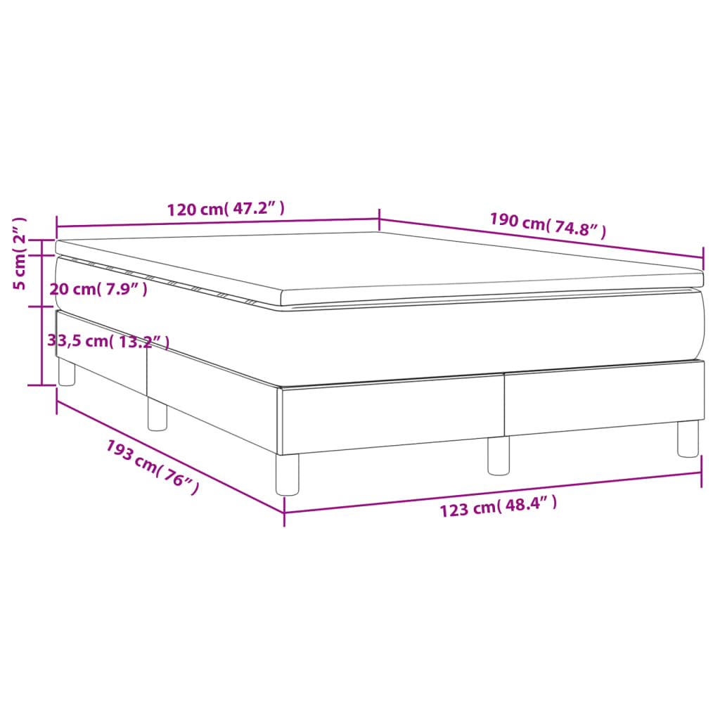 Krevet box spring s madracem crni 120 x 190 cm od tkanine
