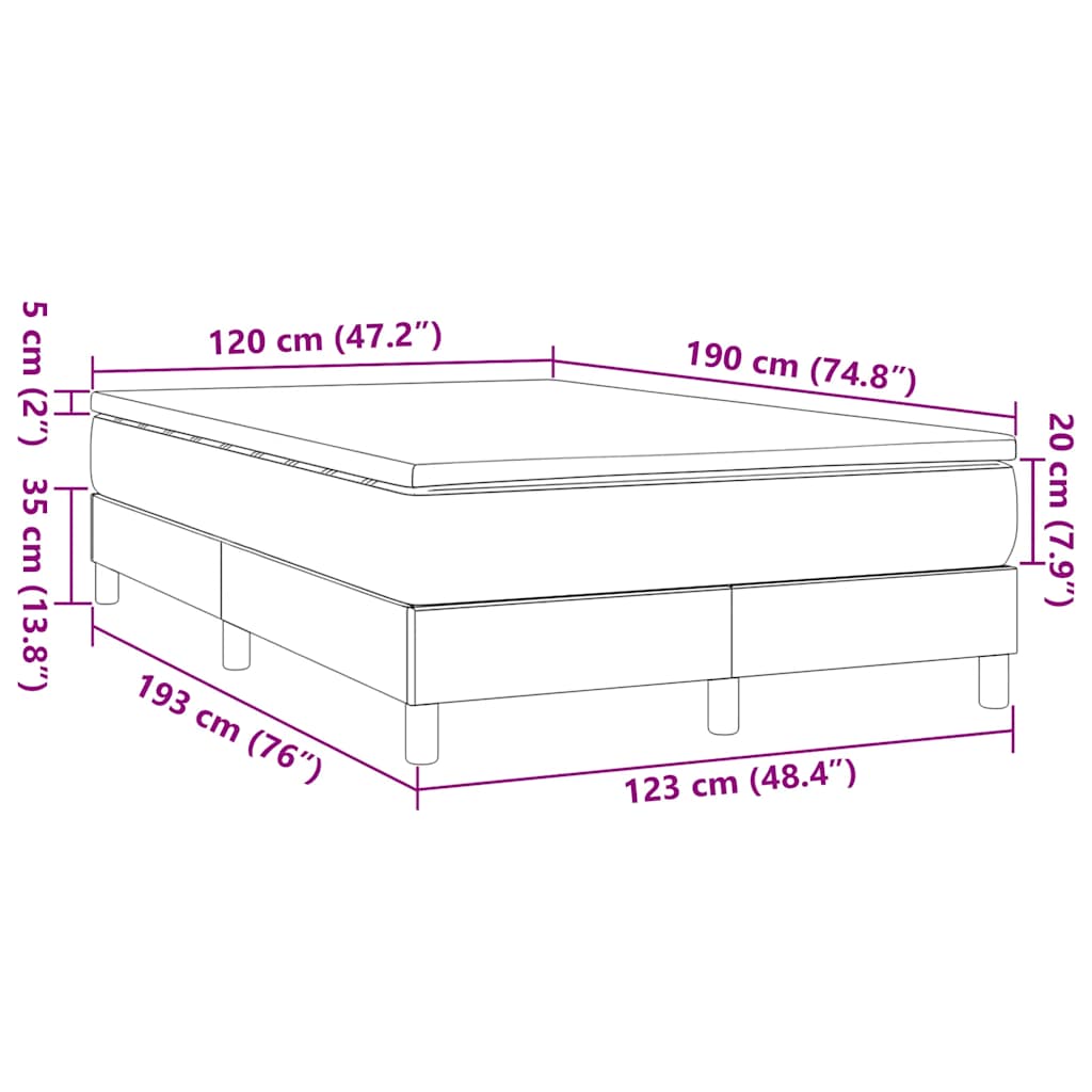 Krevet box spring s madracem tamnosmeđi 120 x 190 cm od tkanine